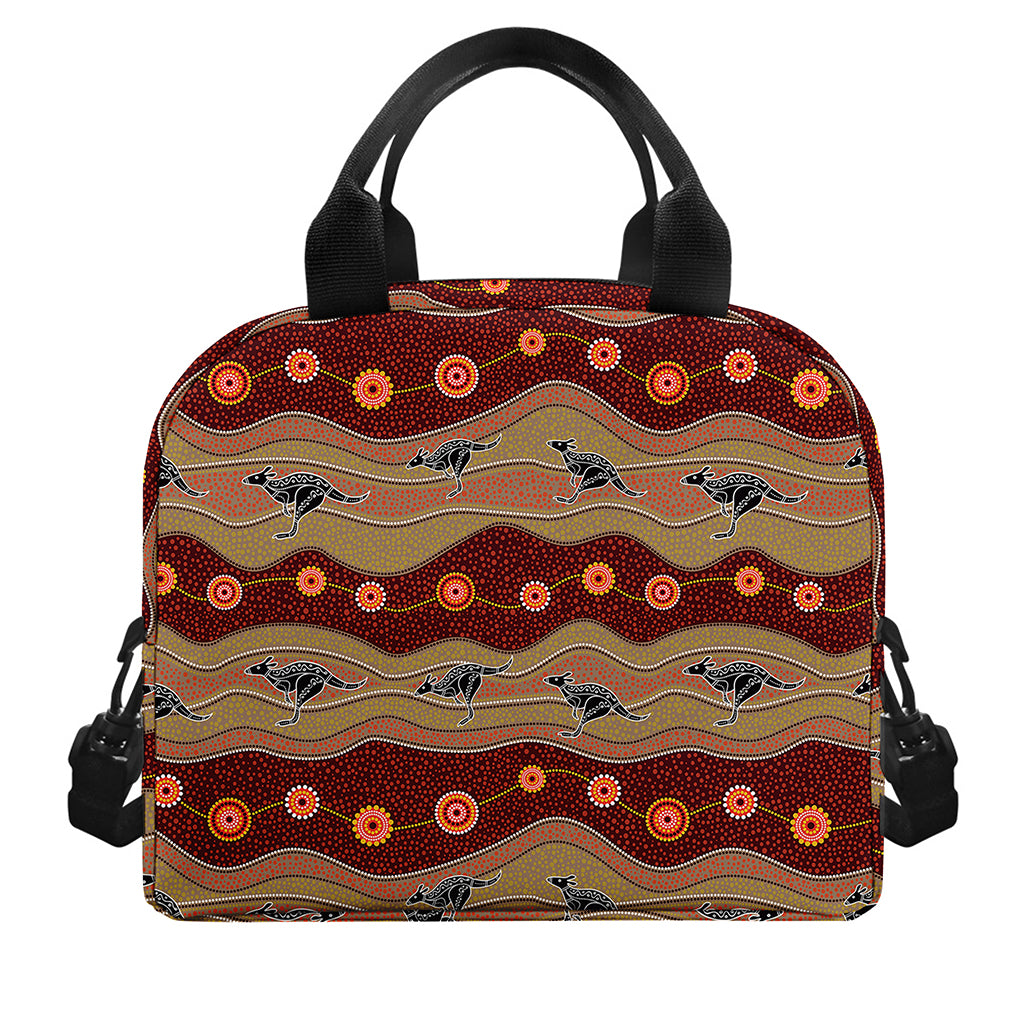 Australian Aboriginal Kangaroo Print Insulated Lunch Bag