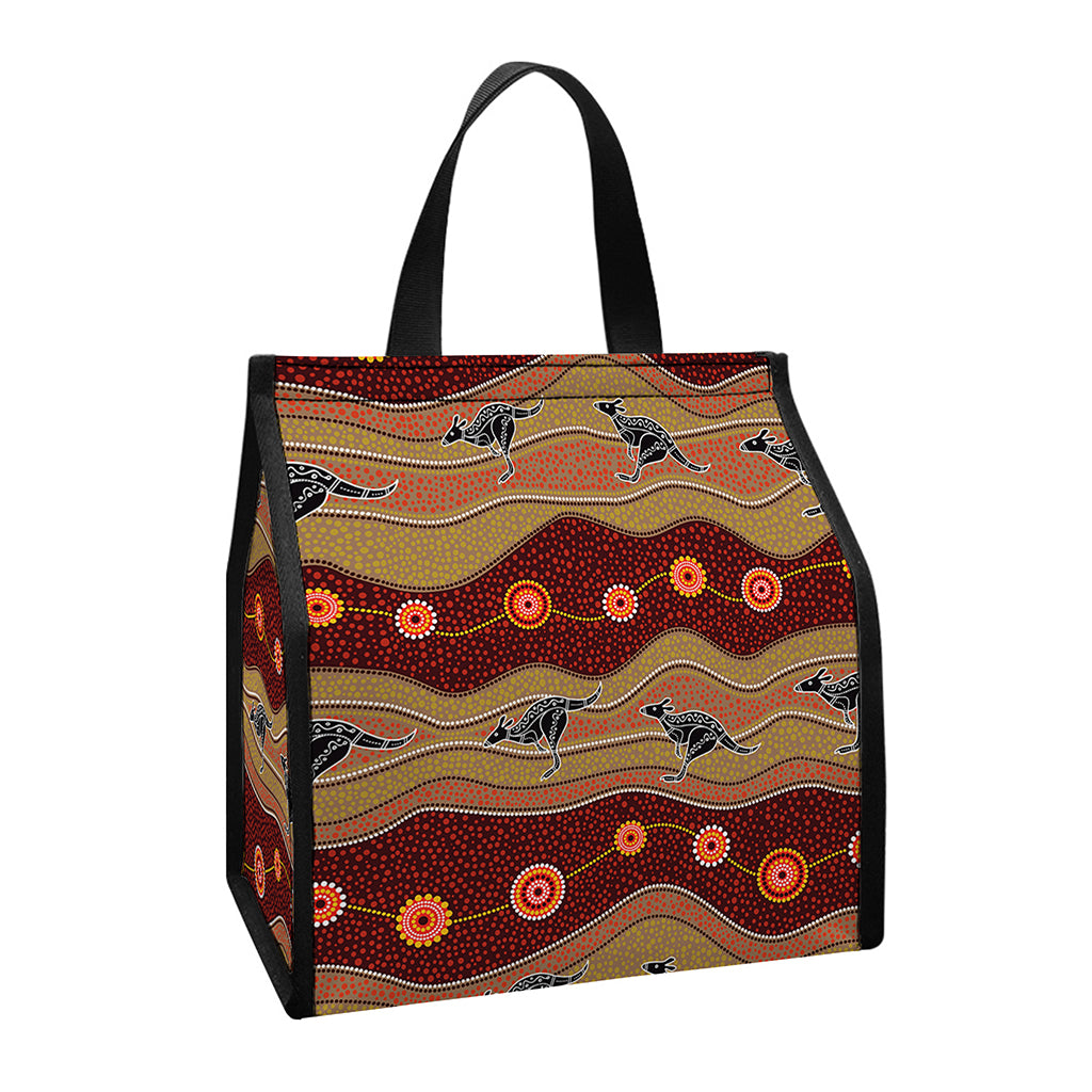 Australian Aboriginal Kangaroo Print Insulated Lunch Tote