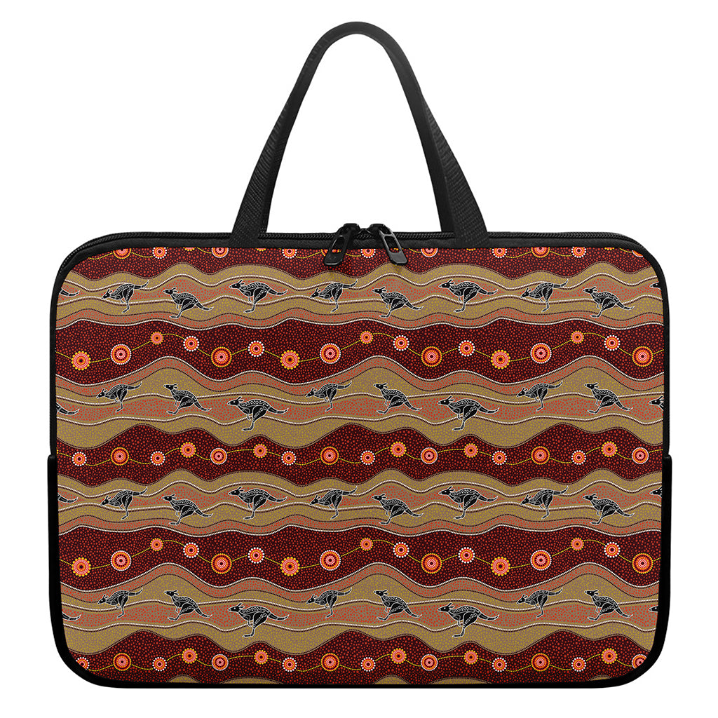 Australian Aboriginal Kangaroo Print Laptop Sleeve With Handle