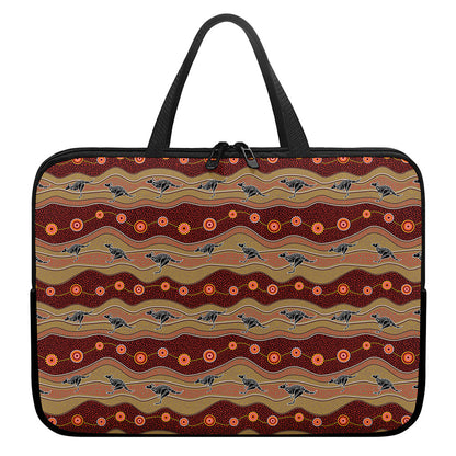 Australian Aboriginal Kangaroo Print Laptop Sleeve With Handle