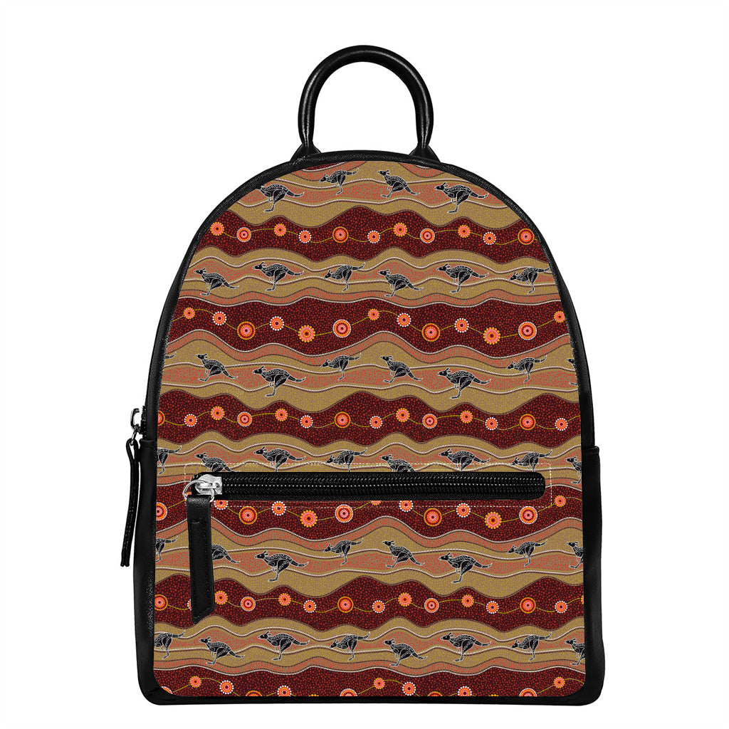 Australian Aboriginal Kangaroo Print Leather Backpack