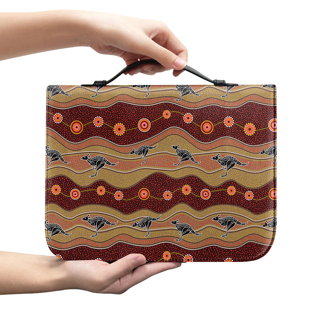 Australian Aboriginal Kangaroo Print Leather Bible Cover