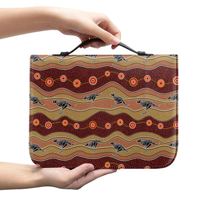 Australian Aboriginal Kangaroo Print Leather Bible Cover