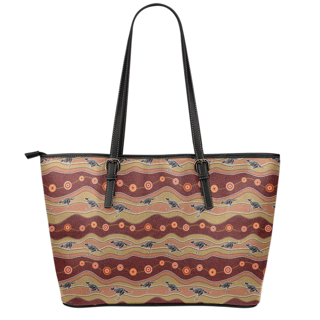 Australian Aboriginal Kangaroo Print Leather Tote Bag