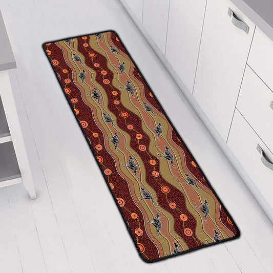 Australian Aboriginal Kangaroo Print Long Kitchen Mat
