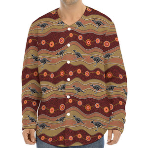 Australian Aboriginal Kangaroo Print Long Sleeve Baseball Jersey