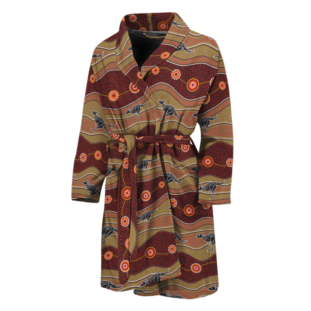 Australian Aboriginal Kangaroo Print Men's Bathrobe