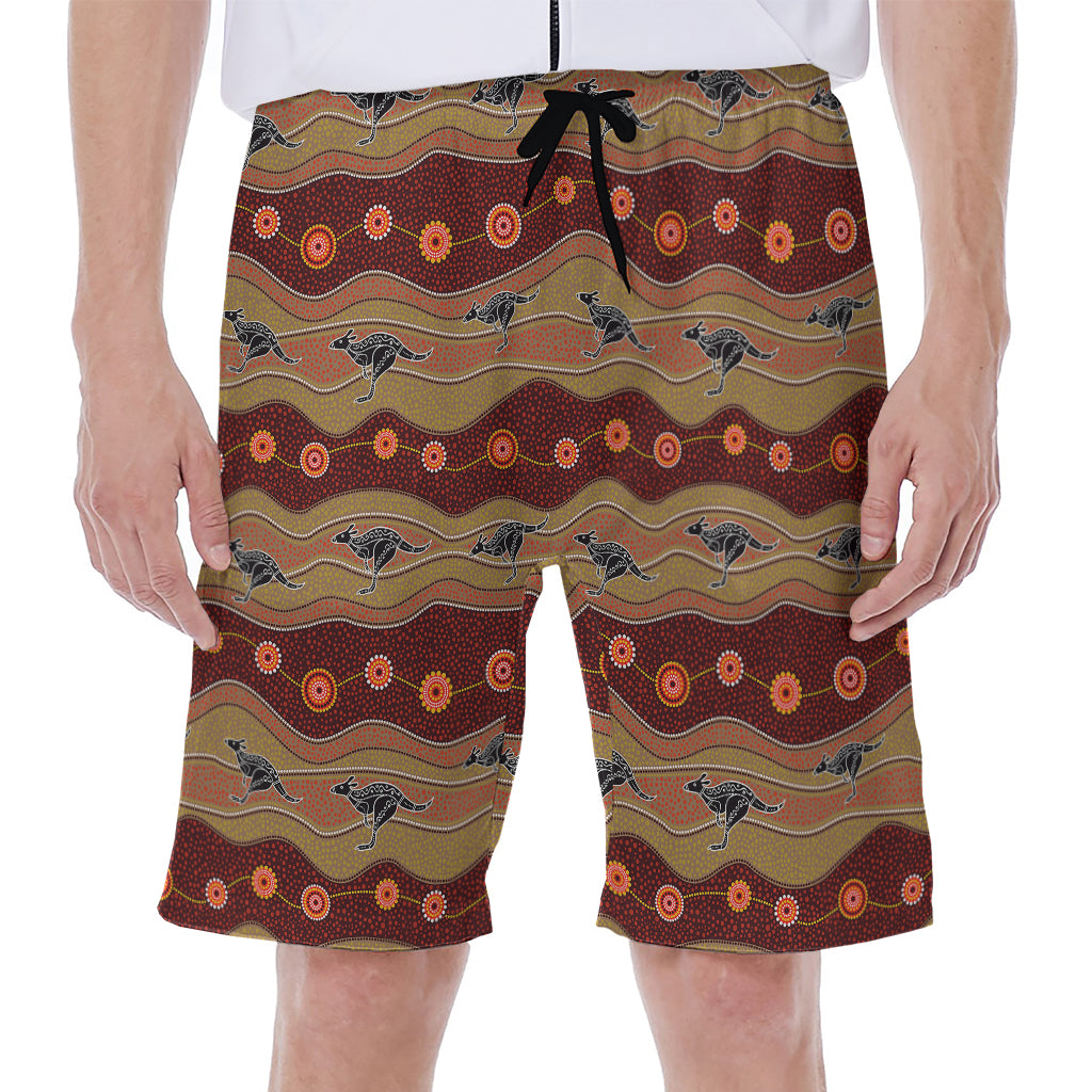 Australian Aboriginal Kangaroo Print Men's Beach Shorts