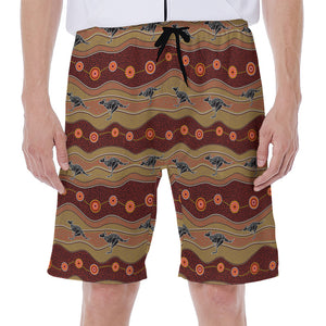 Australian Aboriginal Kangaroo Print Men's Beach Shorts