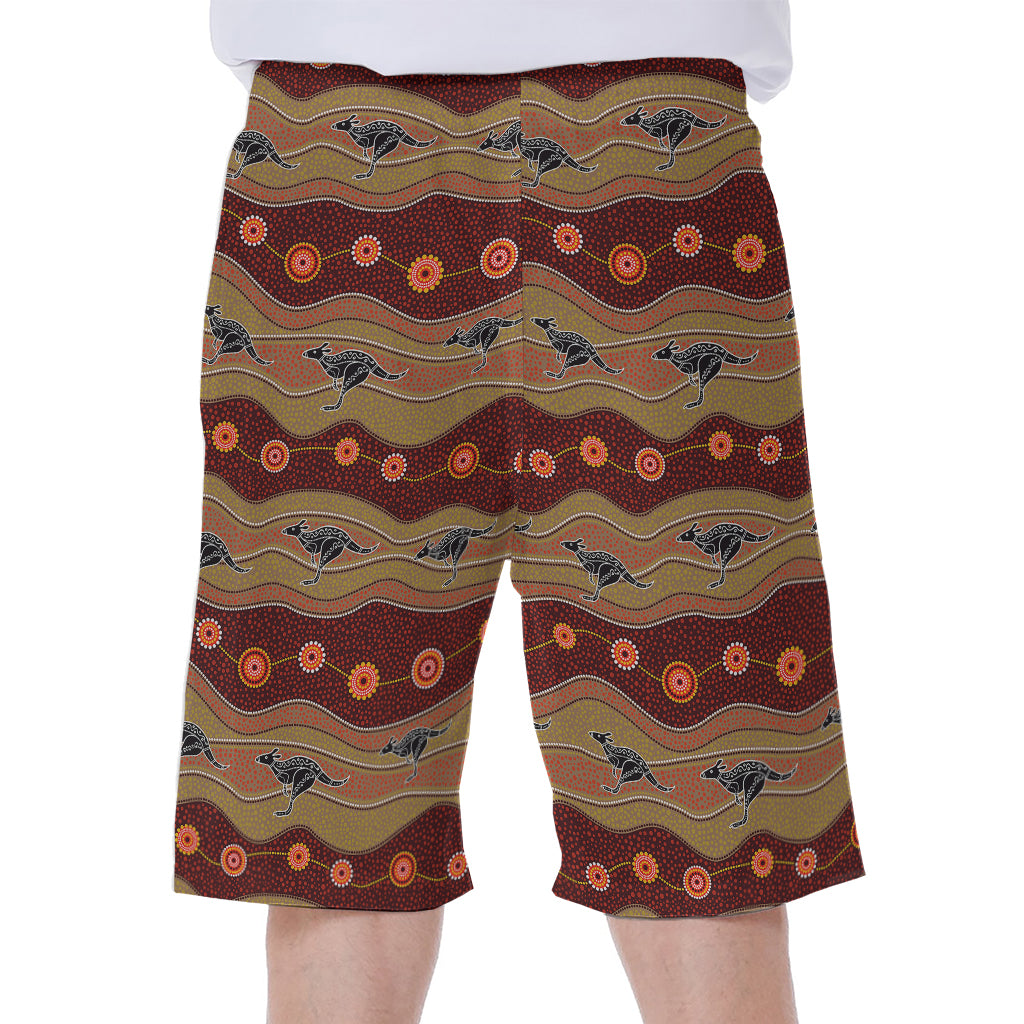 Australian Aboriginal Kangaroo Print Men's Beach Shorts