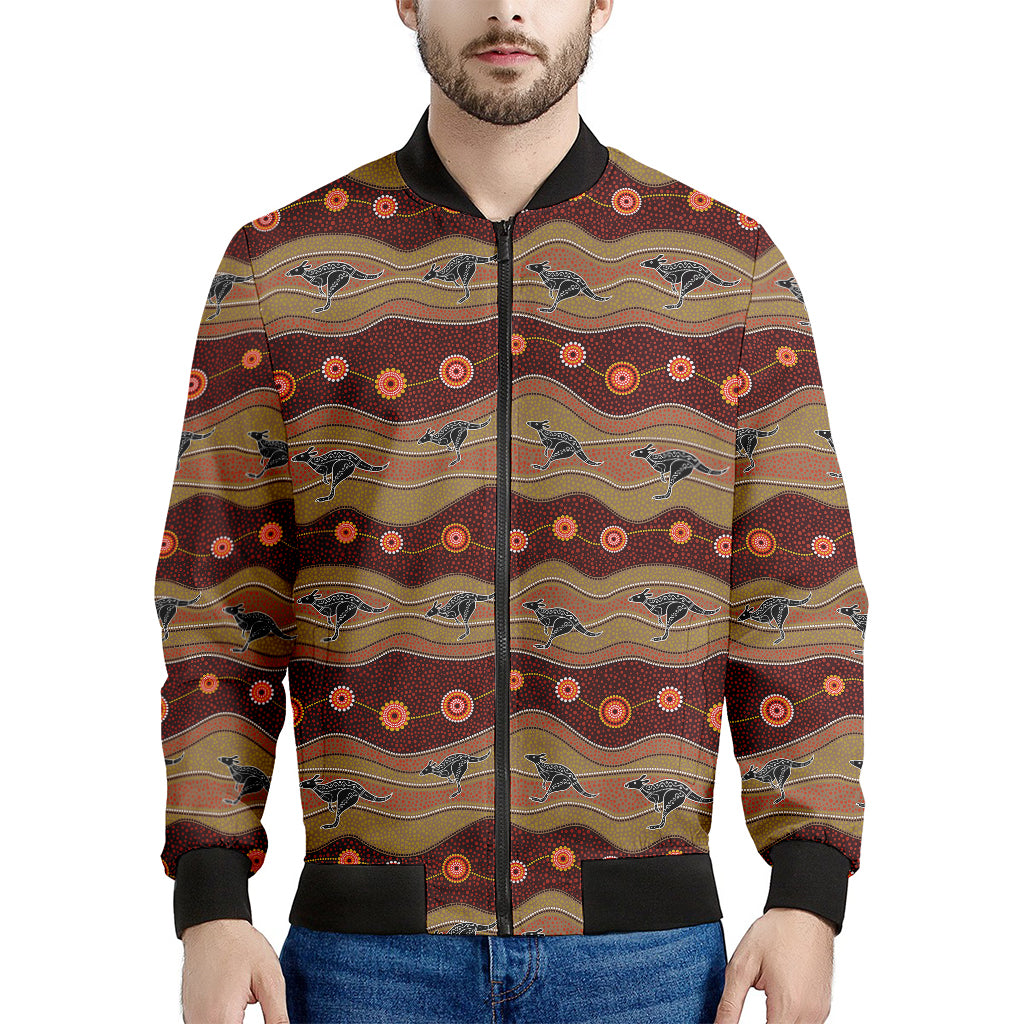 Australian Aboriginal Kangaroo Print Men's Bomber Jacket