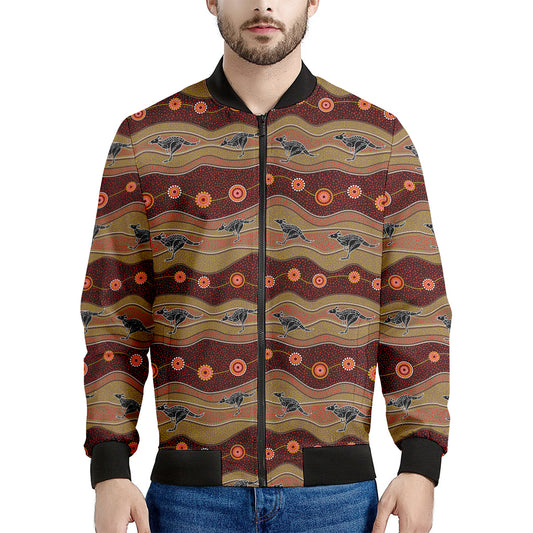 Australian Aboriginal Kangaroo Print Men's Bomber Jacket