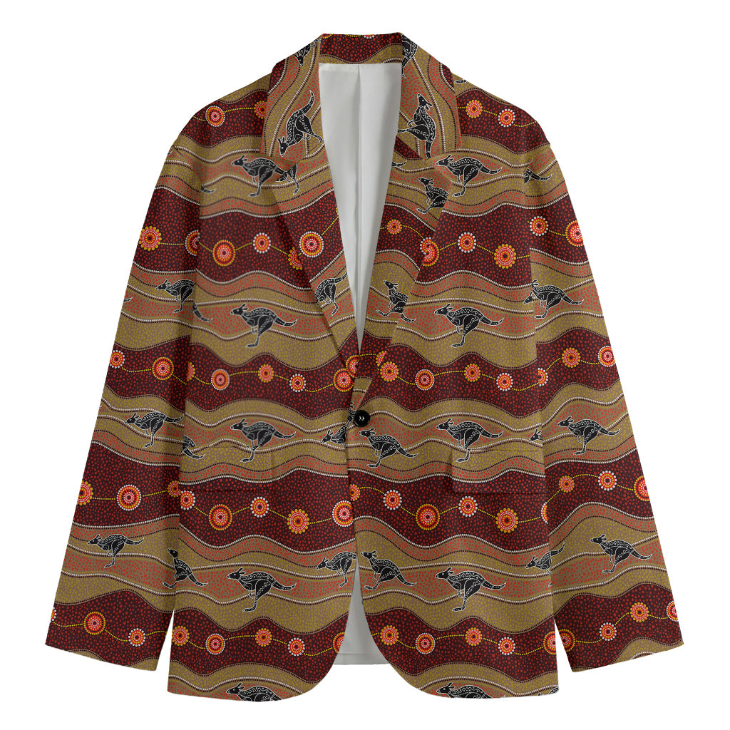 Australian Aboriginal Kangaroo Print Men's Cotton Blazer