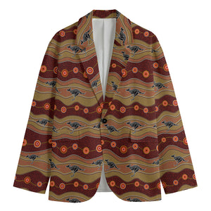 Australian Aboriginal Kangaroo Print Men's Cotton Blazer