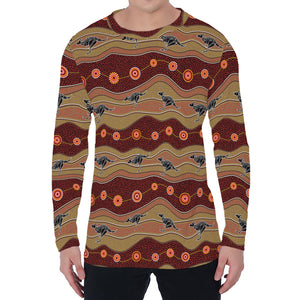 Australian Aboriginal Kangaroo Print Men's Long Sleeve T-Shirt