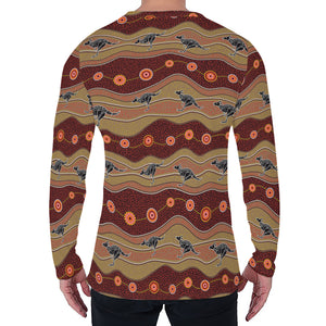 Australian Aboriginal Kangaroo Print Men's Long Sleeve T-Shirt