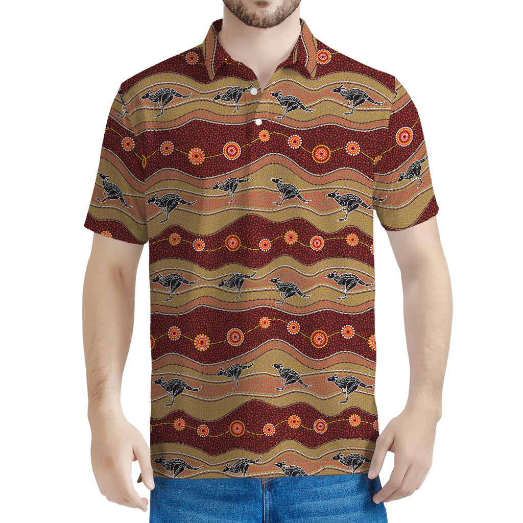 Australian Aboriginal Kangaroo Print Men's Polo Shirt