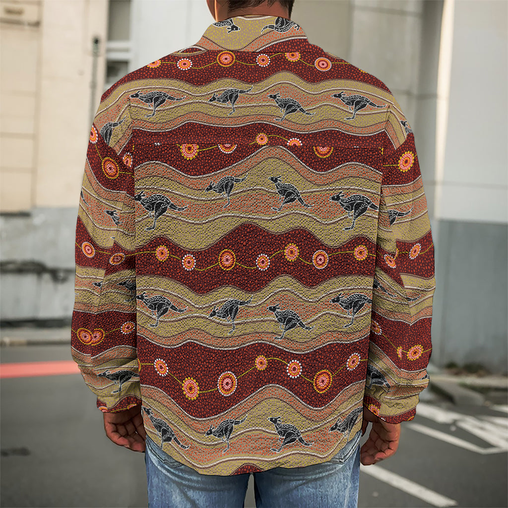 Australian Aboriginal Kangaroo Print Men's Shirt Jacket