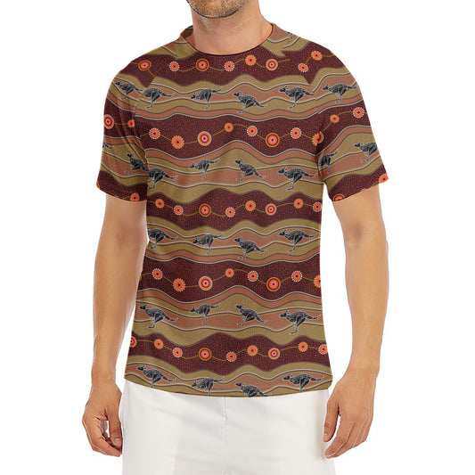 Australian Aboriginal Kangaroo Print Men's Short Sleeve Rash Guard