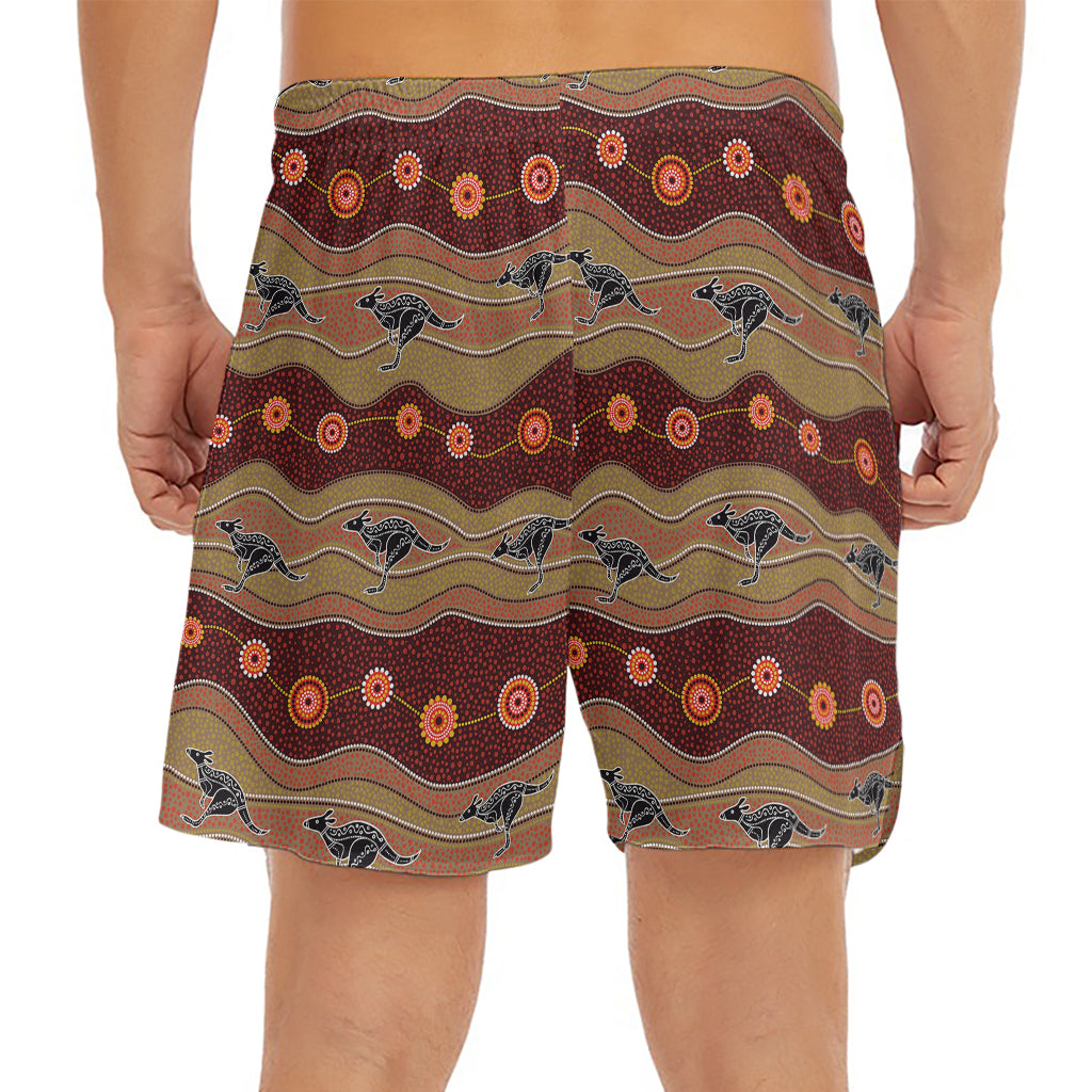 Australian Aboriginal Kangaroo Print Men's Split Running Shorts