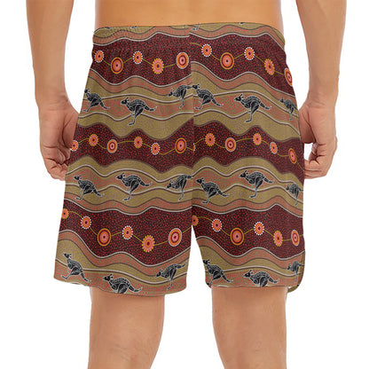 Australian Aboriginal Kangaroo Print Men's Split Running Shorts