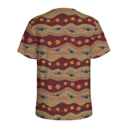 Australian Aboriginal Kangaroo Print Men's Sports T-Shirt