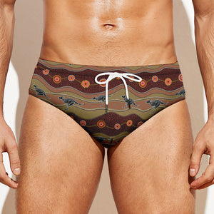 Australian Aboriginal Kangaroo Print Men's Swim Briefs