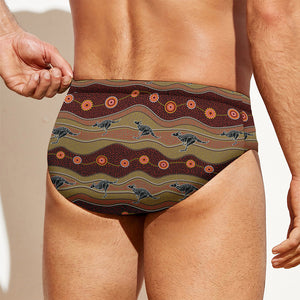 Australian Aboriginal Kangaroo Print Men's Swim Briefs