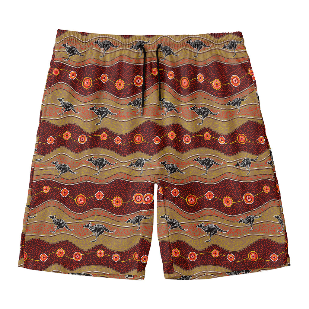 Australian Aboriginal Kangaroo Print Men's Swim Trunks