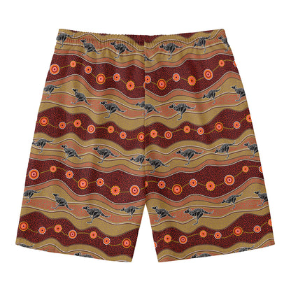 Australian Aboriginal Kangaroo Print Men's Swim Trunks