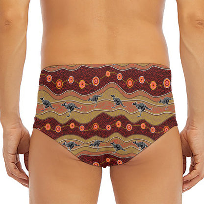 Australian Aboriginal Kangaroo Print Men's Triangle Swim Briefs