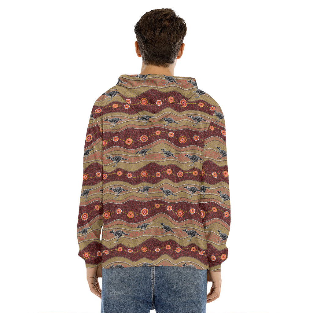 Australian Aboriginal Kangaroo Print Men's Velvet Pullover Hoodie