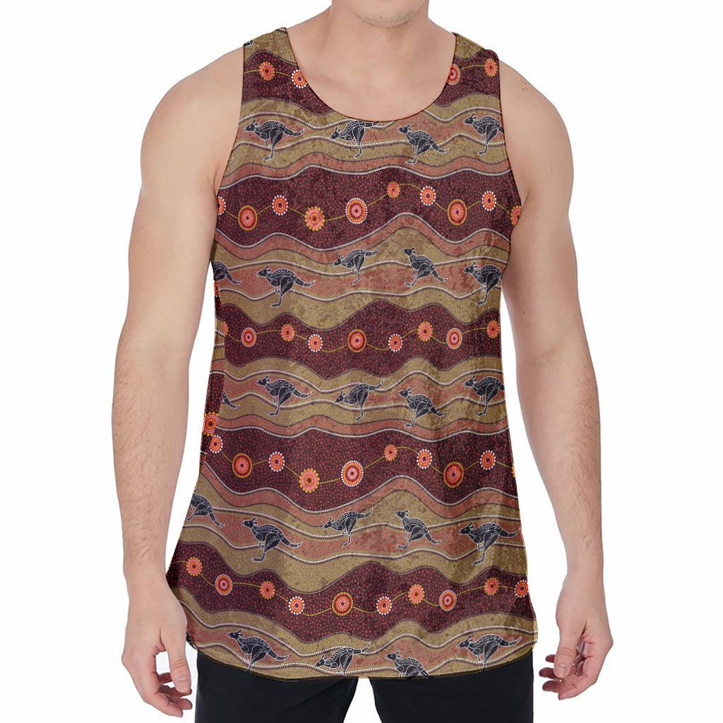 Australian Aboriginal Kangaroo Print Men's Velvet Tank Top