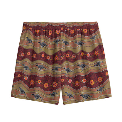 Australian Aboriginal Kangaroo Print Mesh Shorts