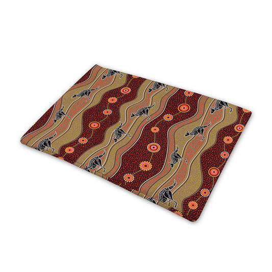 Australian Aboriginal Kangaroo Print Pet Cooling Mat Cover