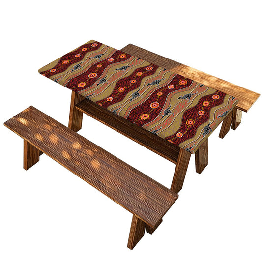 Australian Aboriginal Kangaroo Print Picnic Table Cover