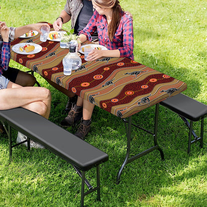 Australian Aboriginal Kangaroo Print Picnic Table Cover