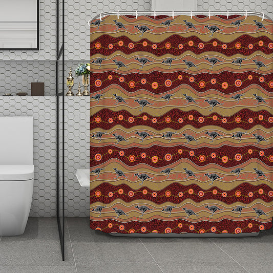 Australian Aboriginal Kangaroo Print Polyester Shower Curtain