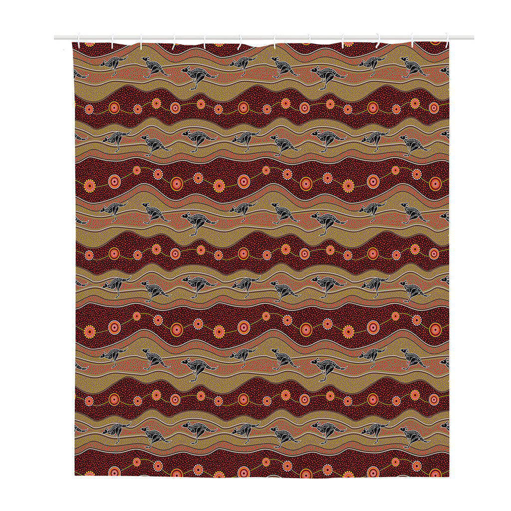 Australian Aboriginal Kangaroo Print Polyester Shower Curtain