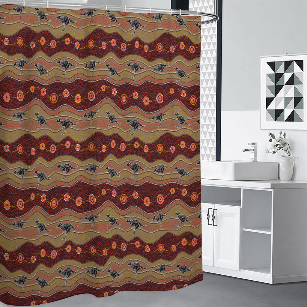 Australian Aboriginal Kangaroo Print Premium Shower Curtain