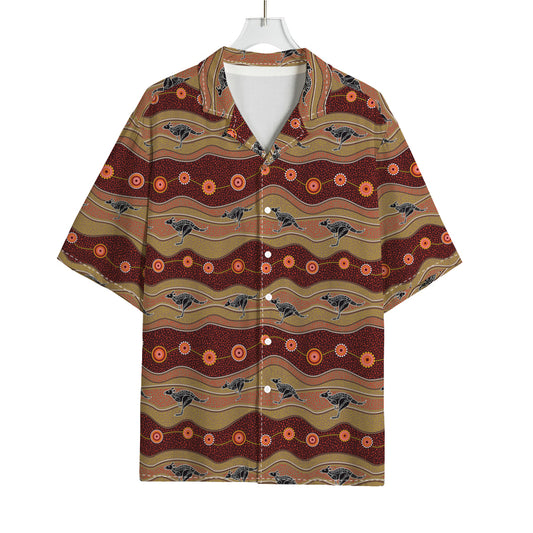 Australian Aboriginal Kangaroo Print Rayon Hawaiian Shirt