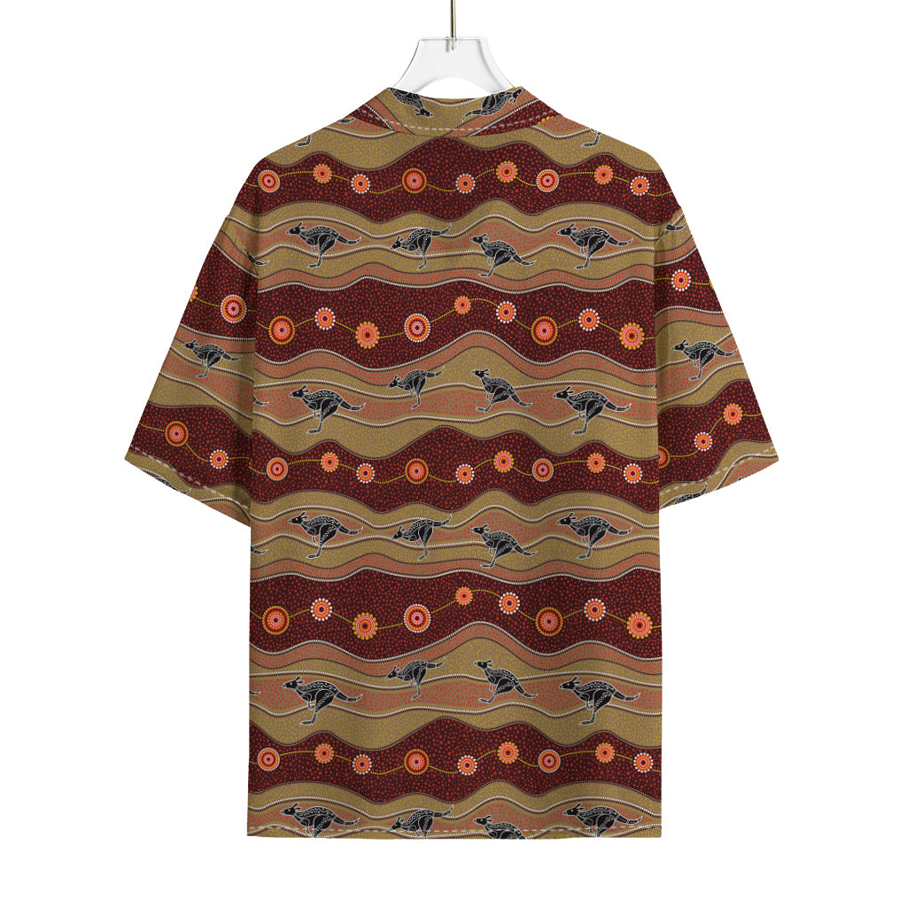 Australian Aboriginal Kangaroo Print Rayon Hawaiian Shirt