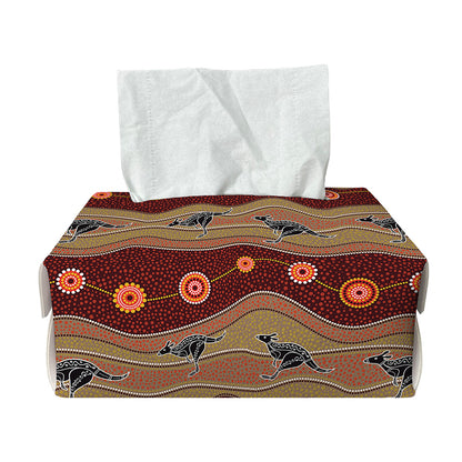 Australian Aboriginal Kangaroo Print Rectangle Tissue Box Cover