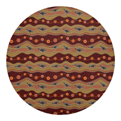 Australian Aboriginal Kangaroo Print Round Blanket