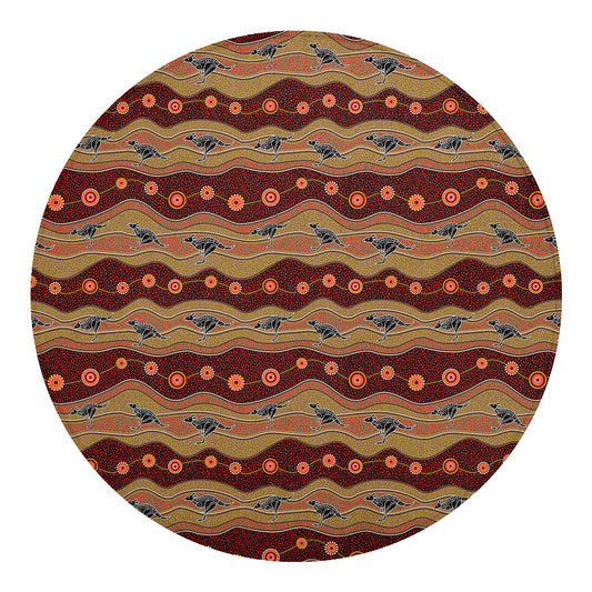 Australian Aboriginal Kangaroo Print Round Blanket