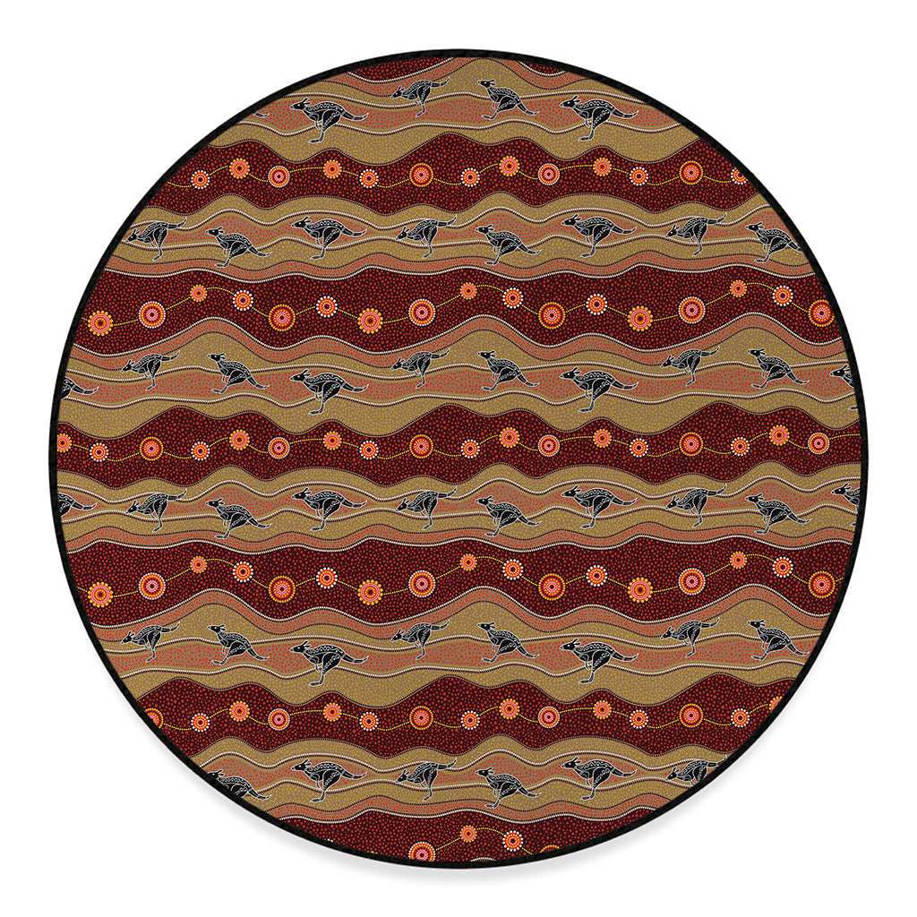 Australian Aboriginal Kangaroo Print Round Floor Mat