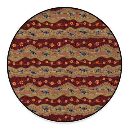 Australian Aboriginal Kangaroo Print Round Floor Mat