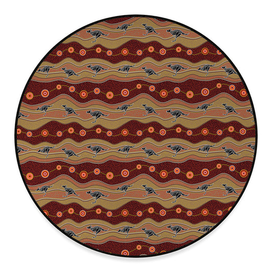 Australian Aboriginal Kangaroo Print Round Floor Mat