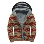 Australian Aboriginal Kangaroo Print Sherpa Lined Zip Up Hoodie