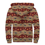 Australian Aboriginal Kangaroo Print Sherpa Lined Zip Up Hoodie